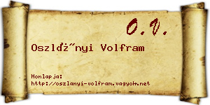 Oszlányi Volfram névjegykártya